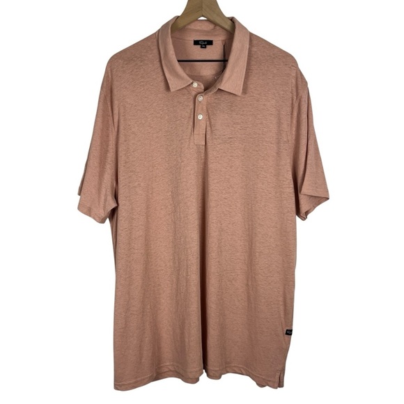 NWT RAILS Men's Levant Flamingo Short Sleeve Pink Polo Shirt XXL Hemp/Org Cotton - Picture 2 of 14